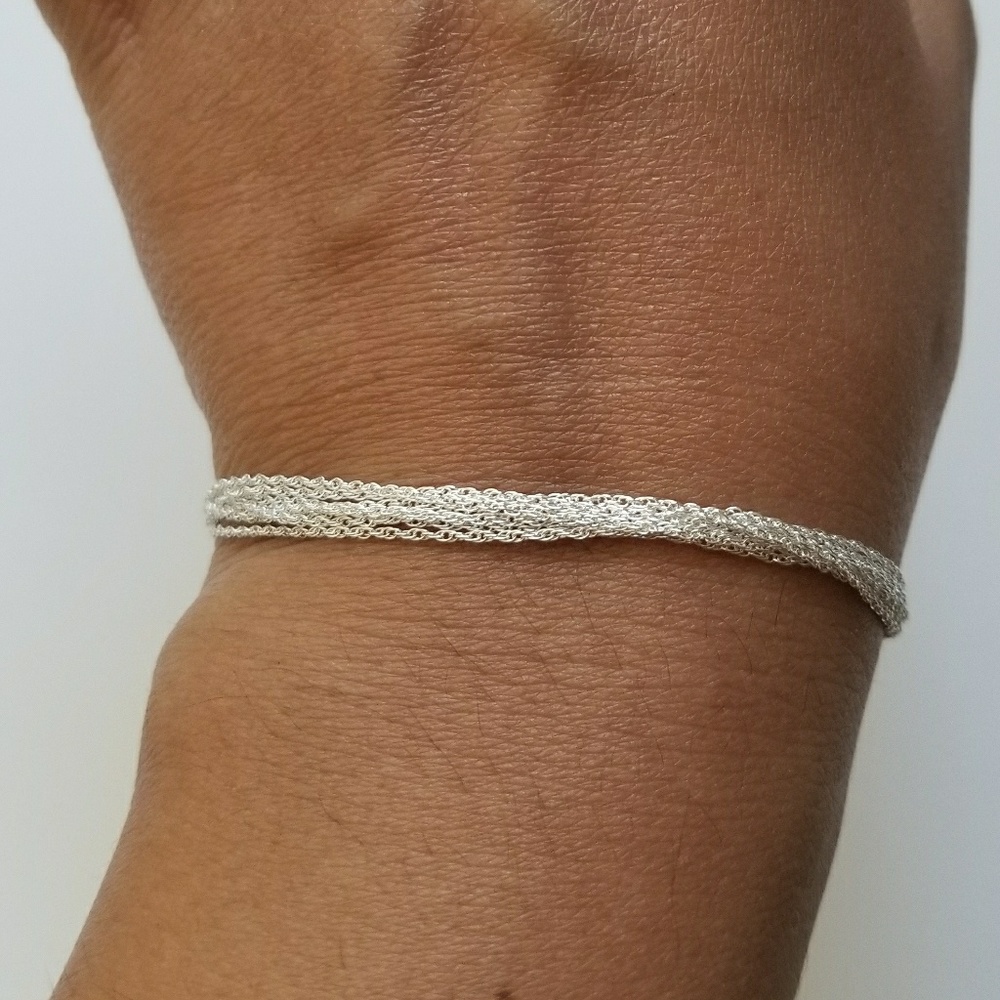 *SOLD * Sterling Silver Chain Links Heart Bracelet